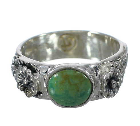 Southwest Sterling Silver Turquoise Flower Ring Size 6-3/4 YX91620